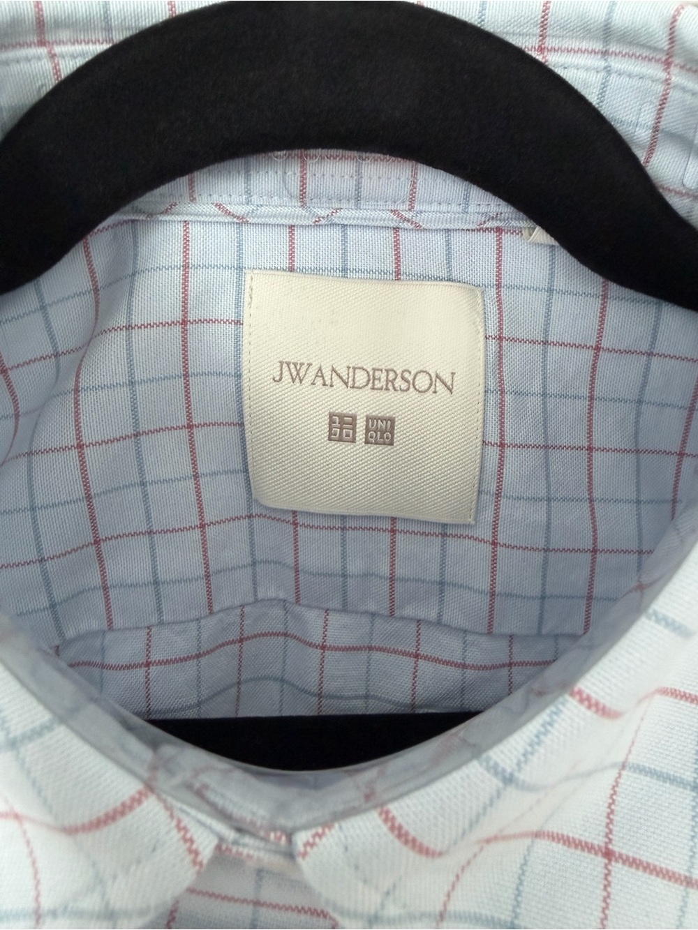 Uniqlo x JWA Light Blue and Red Windowpane Cotton Button-Down Shirt - Picture 7 of 7